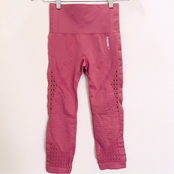 NEW Gymshark energy Cropped High Waisted Leggings Dusty Rose Size XS - Picture 1 of 13